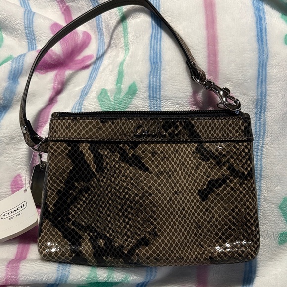 Coach Handbags - Coach Tan Snakeskin Wristlet